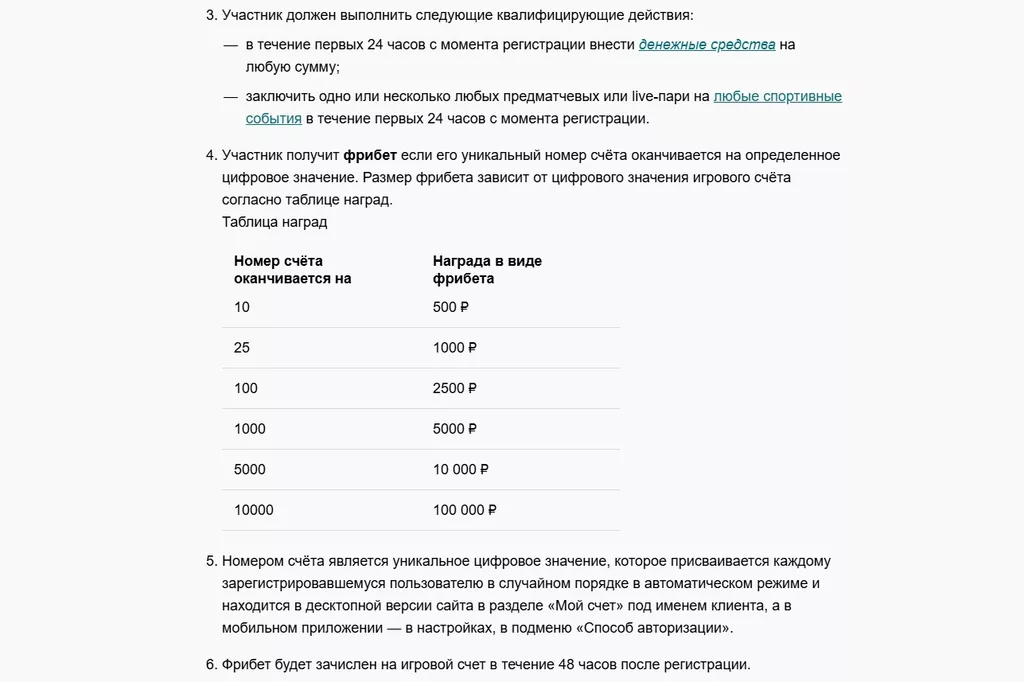 Выдержка из правил акции «Удачный старт»